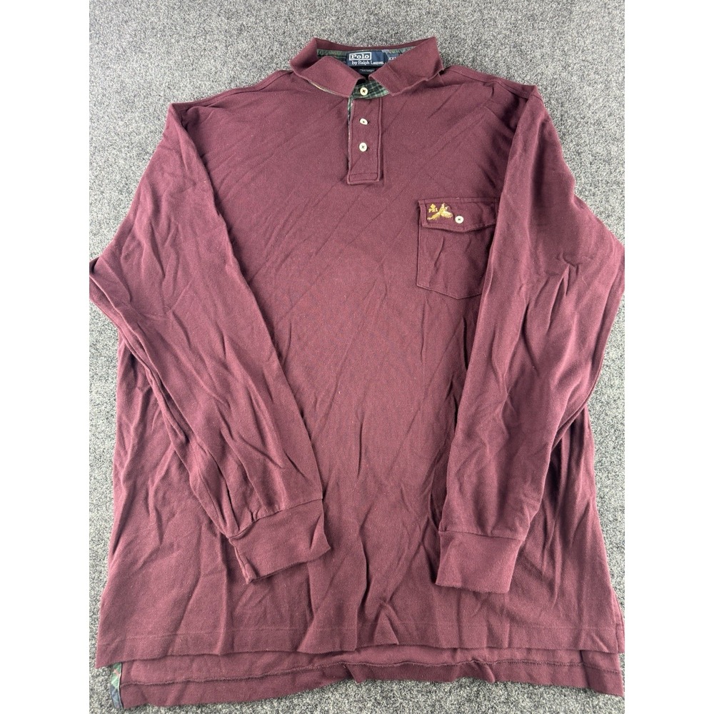 NWT Polo Ralph Lauren Rugby Shirt Burgundy Pocket Crest XXL Big Fit